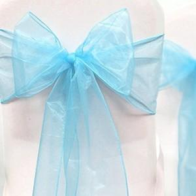 Noeud de chaise en Organza bleu turquoise - 96