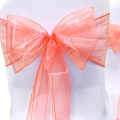 Noeud de chaise en Organza corail - 108