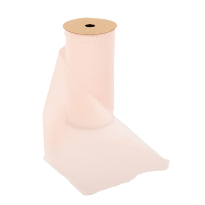 Chemin de table en mousseline de soie rose poudré - 667