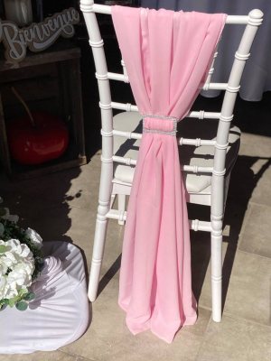 Noeud de chaises mousseline rose pâle- poudré- R419