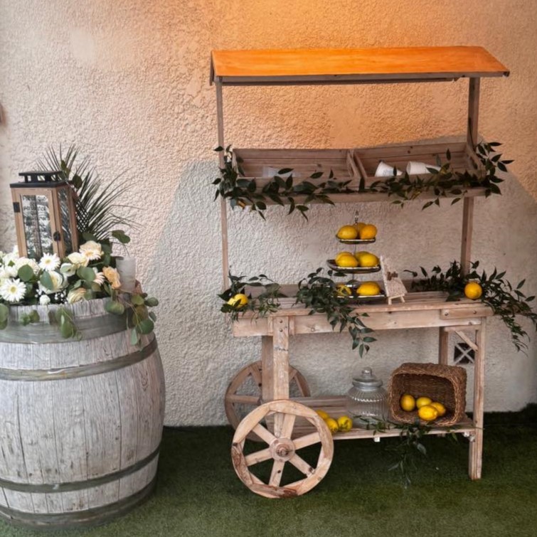 Charrette en bois avec ses 4 plateaux