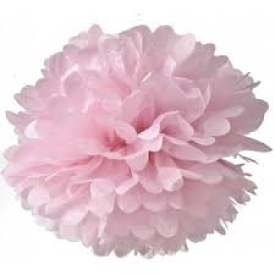 Pompom de soie rose pale