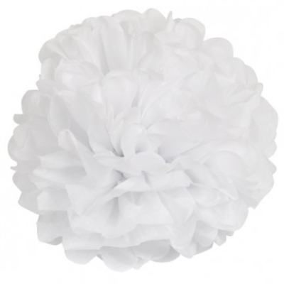Pompom soie blanc