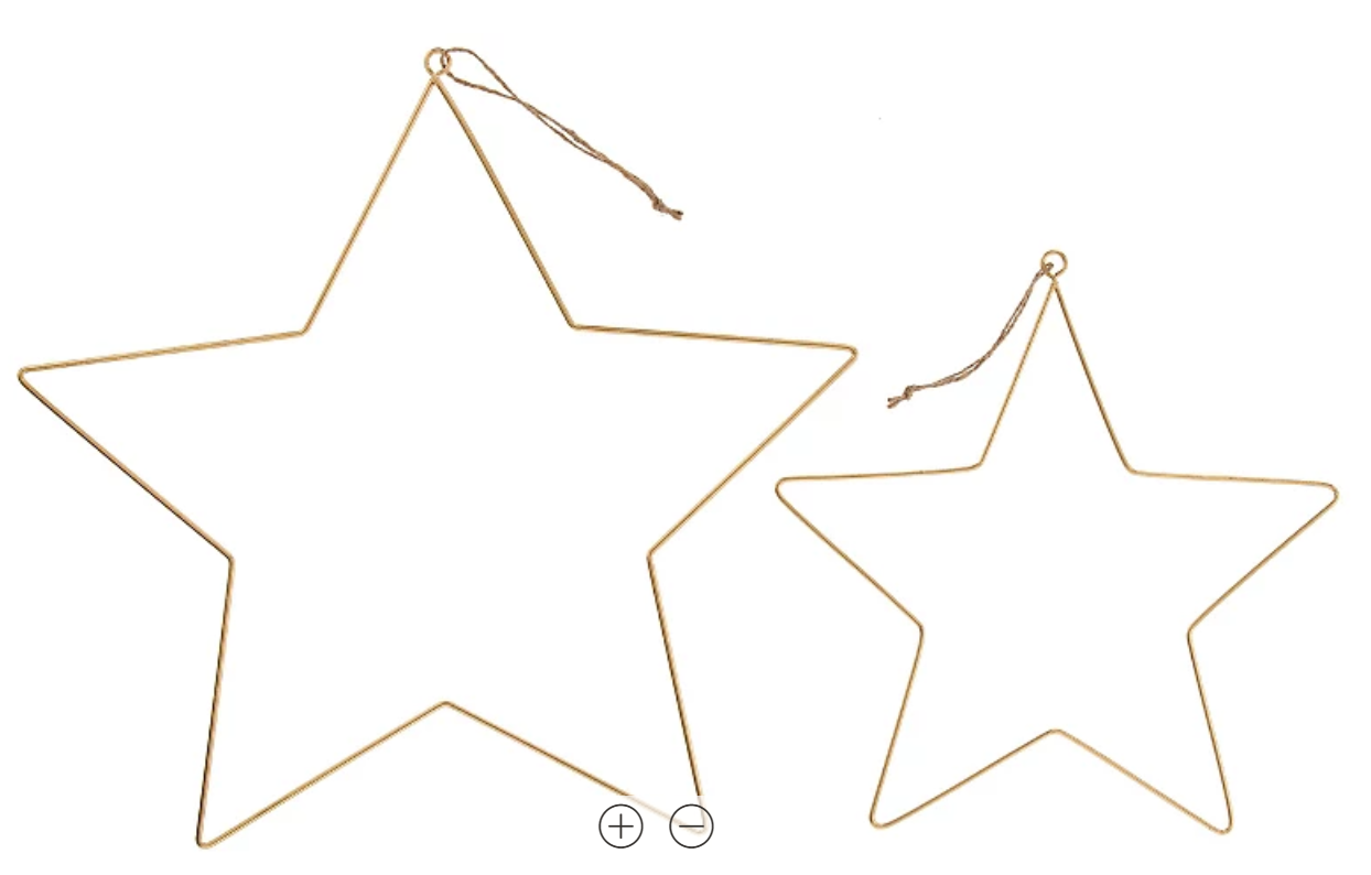 Lots de 2 Etoiles métal doré