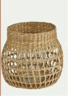 Lanterne basse Inès jonc de mer tissé
