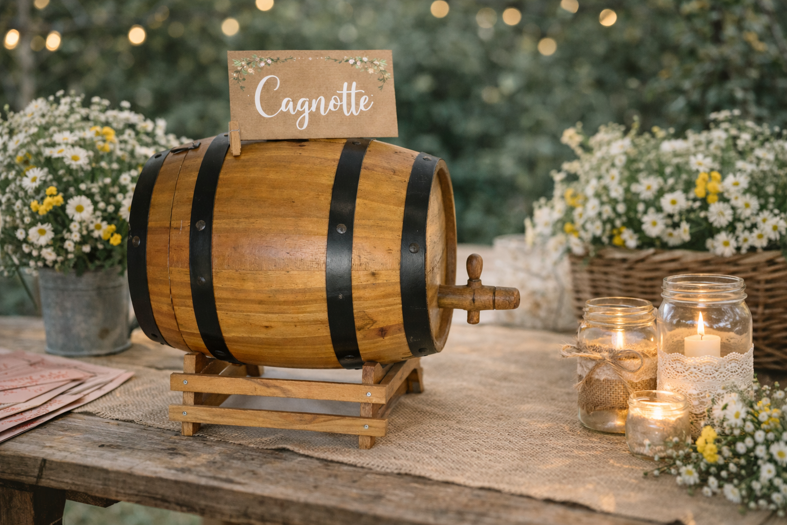 Urne tonneau en bois