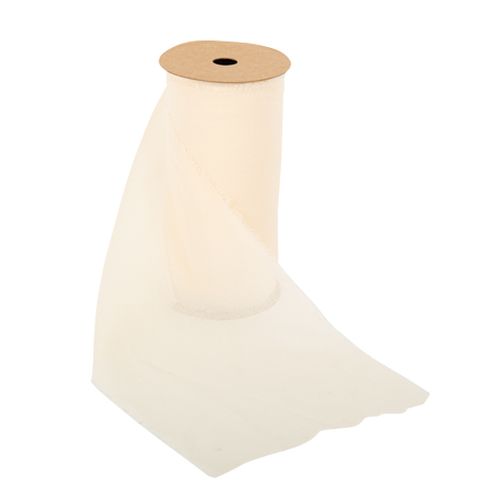 chemin de table en mousseline de soie beige - 666