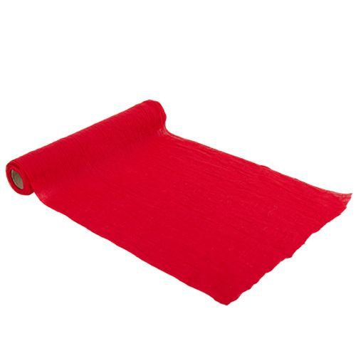 chemin de table mousseline de coton- rouge