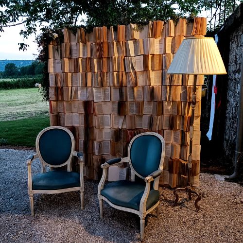 mur à livres anciens