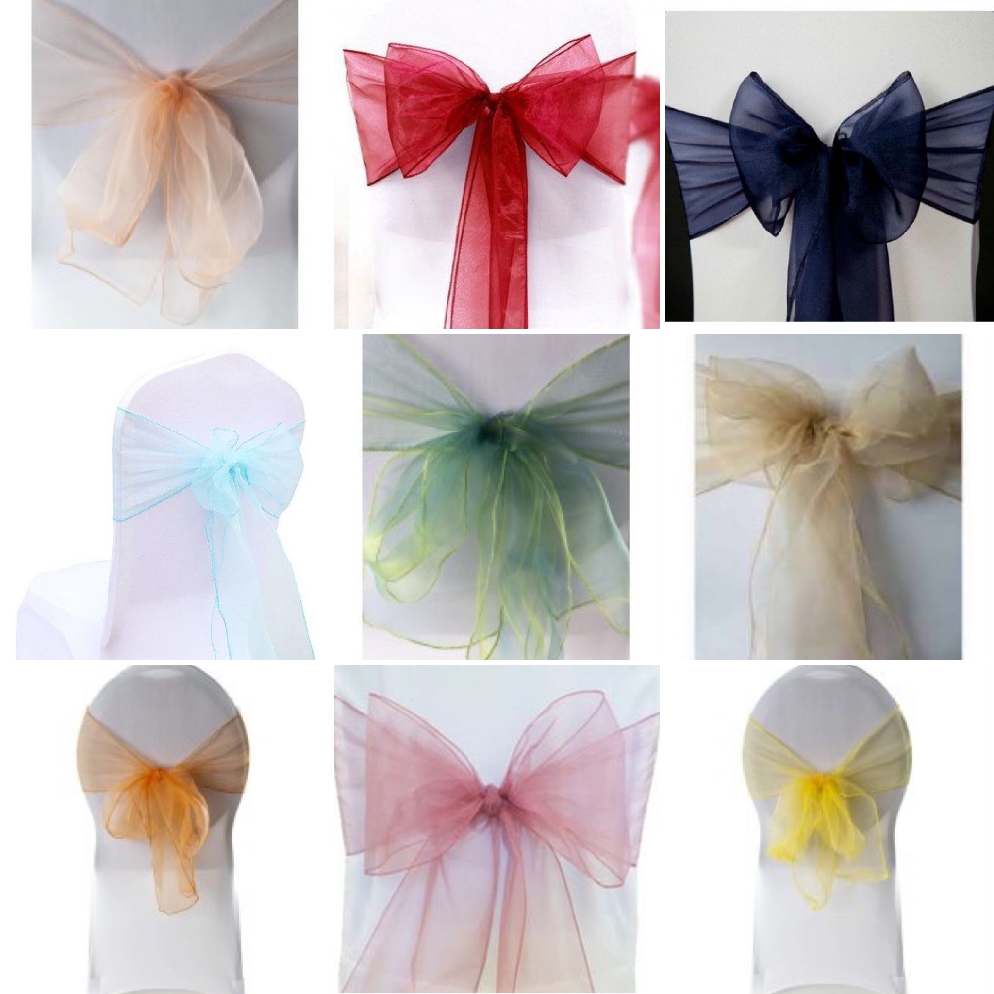 noeud de chaise organza - divers coloris