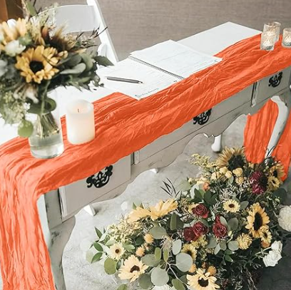 Chemin de table orange gaze de coton