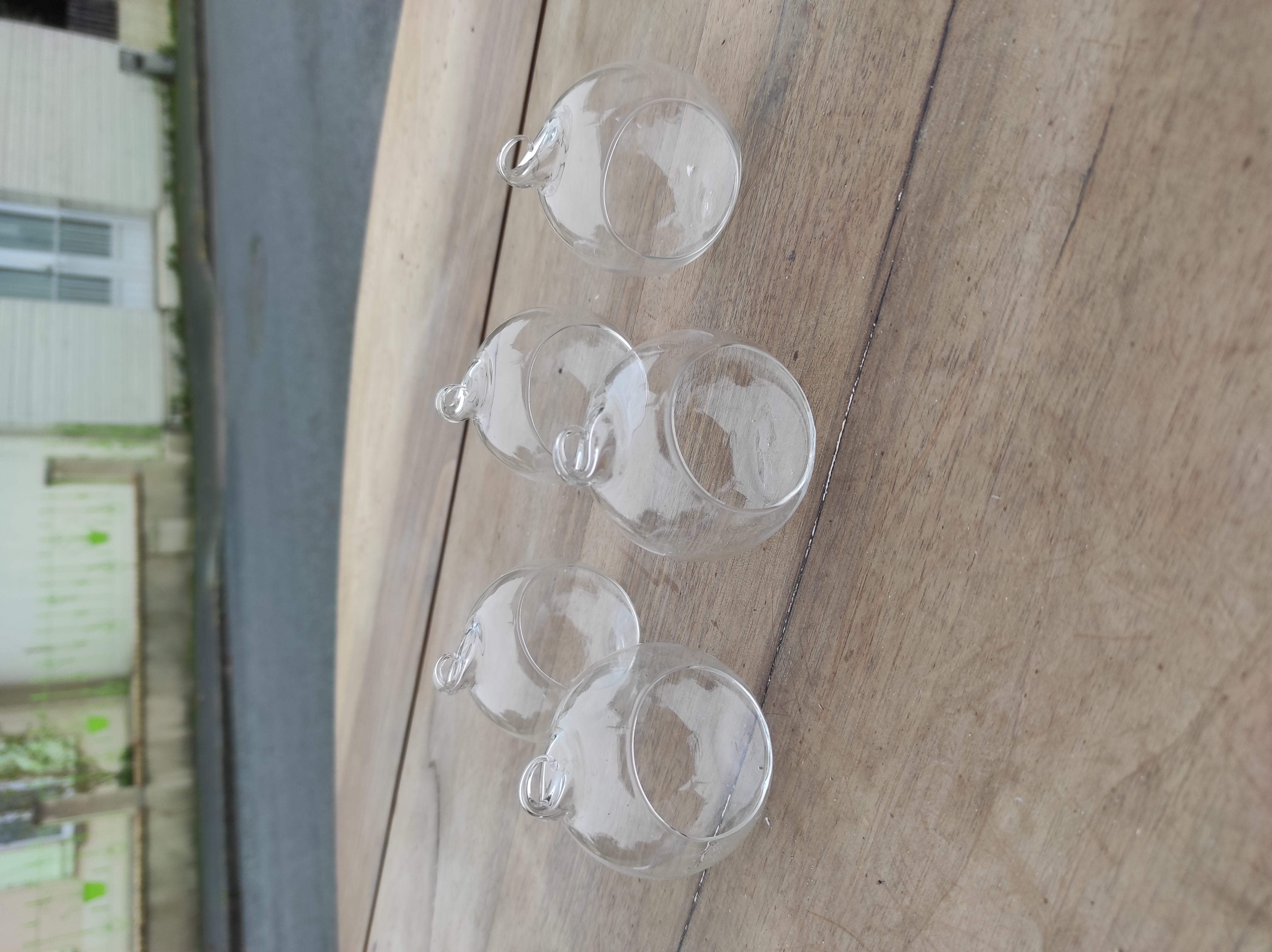 Photophore en verre boule à suspendre