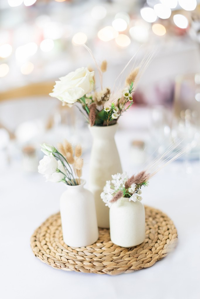 Lot de 3 vases terre cuite beige