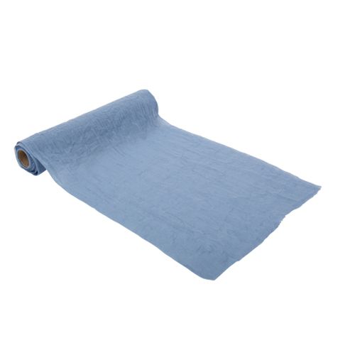 chemin de table mousseline de coton - bleu pastel