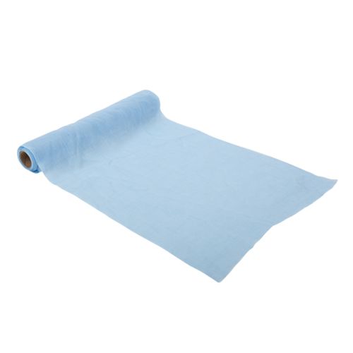 chemin de table mousseline de coton - bleu glacier