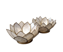 Lot de 2 bougeoirs chauffe plat lotus