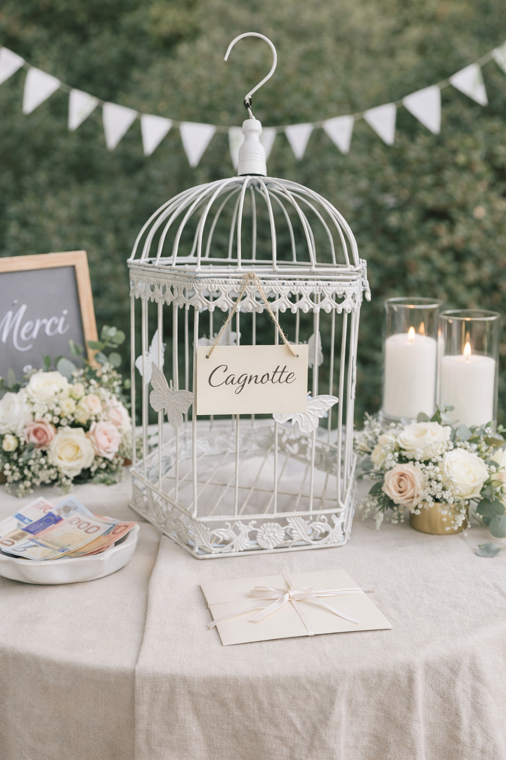 Urne cage à oiseau papillon