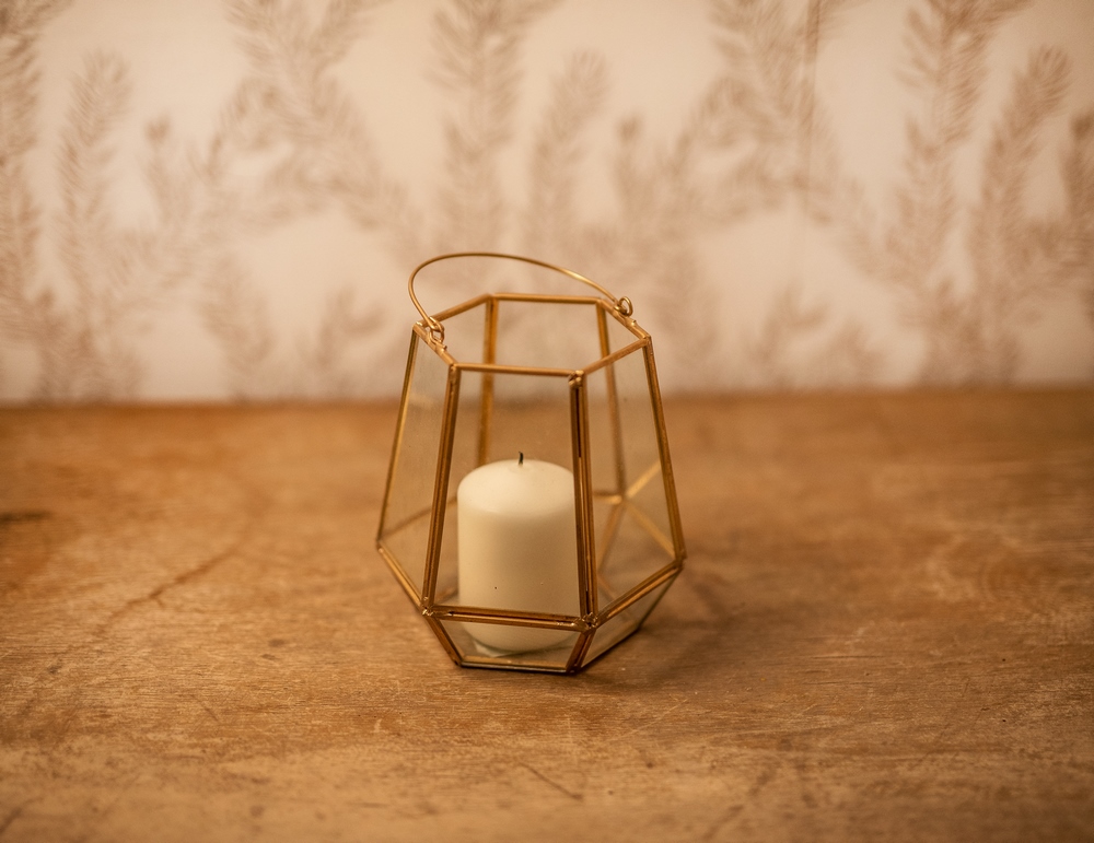 Photophore en verre et dorure