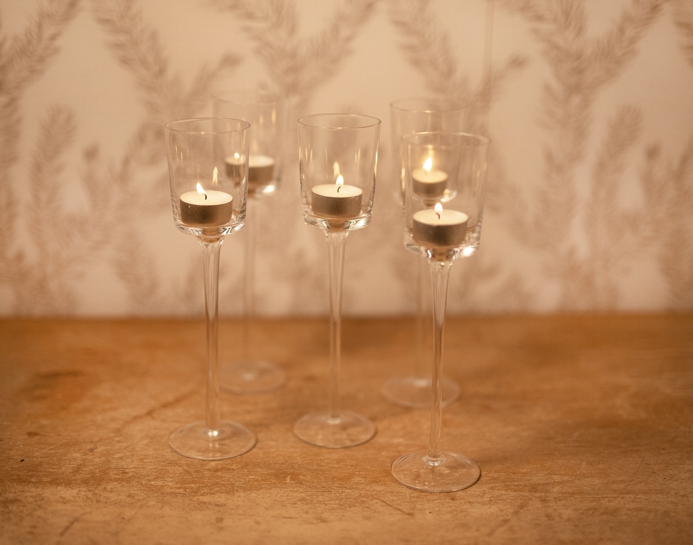 Photophore sur pied en verre