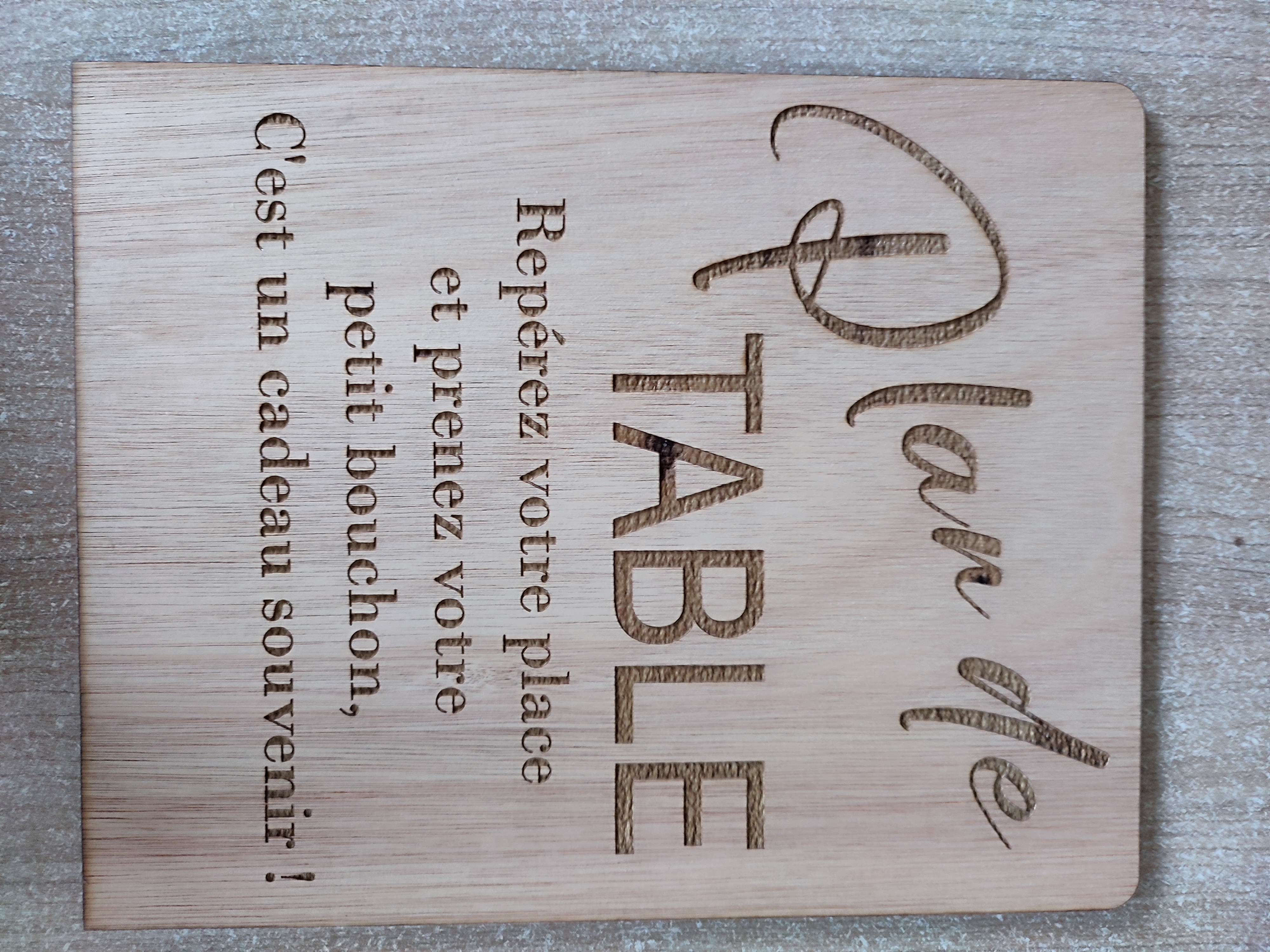 Panneau plan de table bouchon