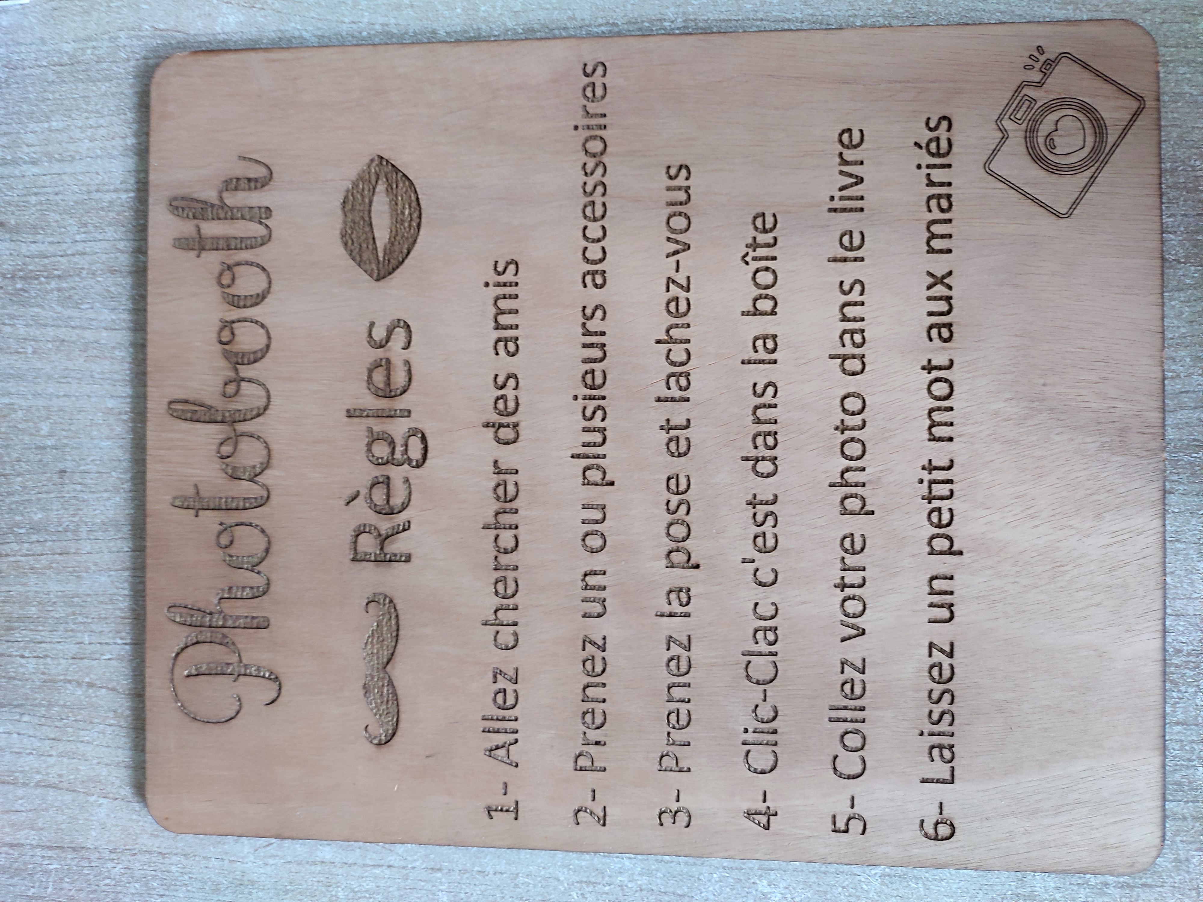 Panneau règles photobooth