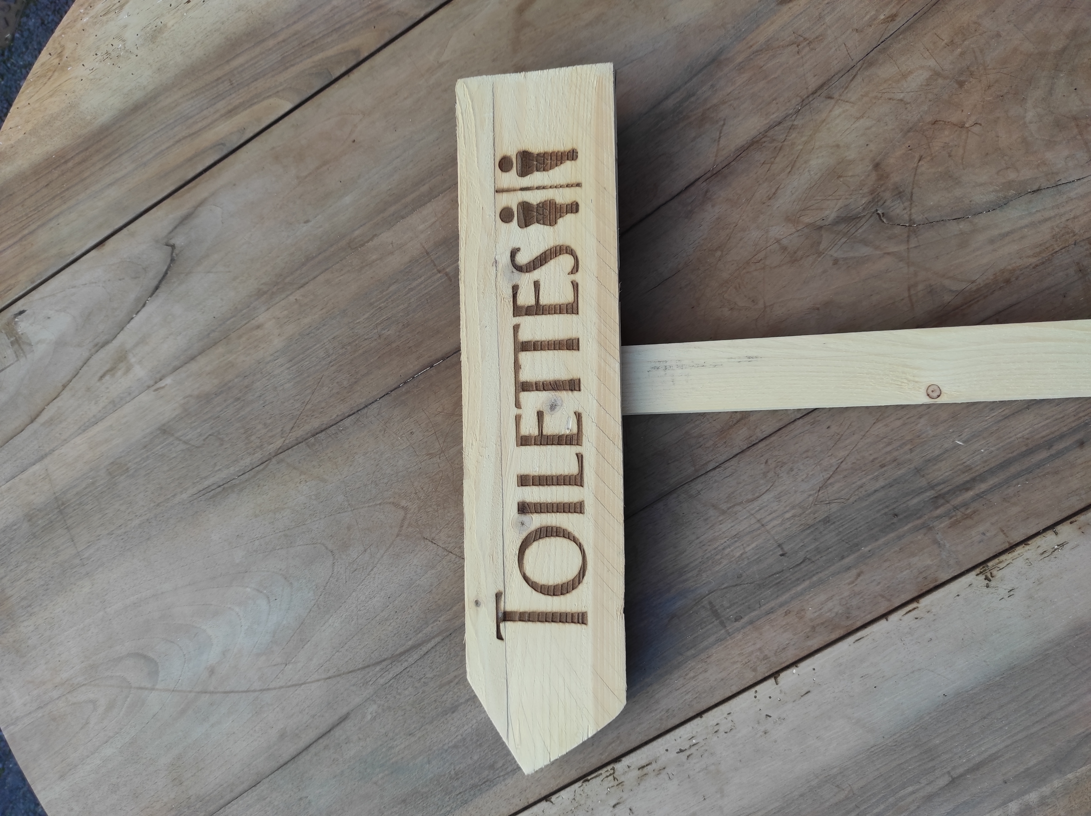 Panneau directionnel toilettes