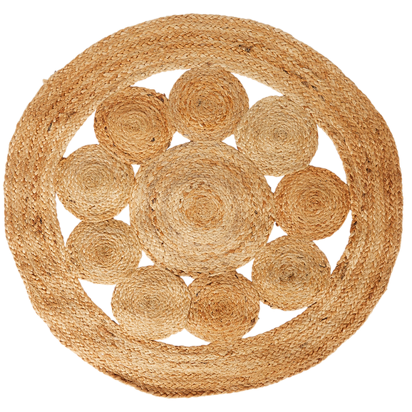 Tapis de jute ajouré rond 80cm