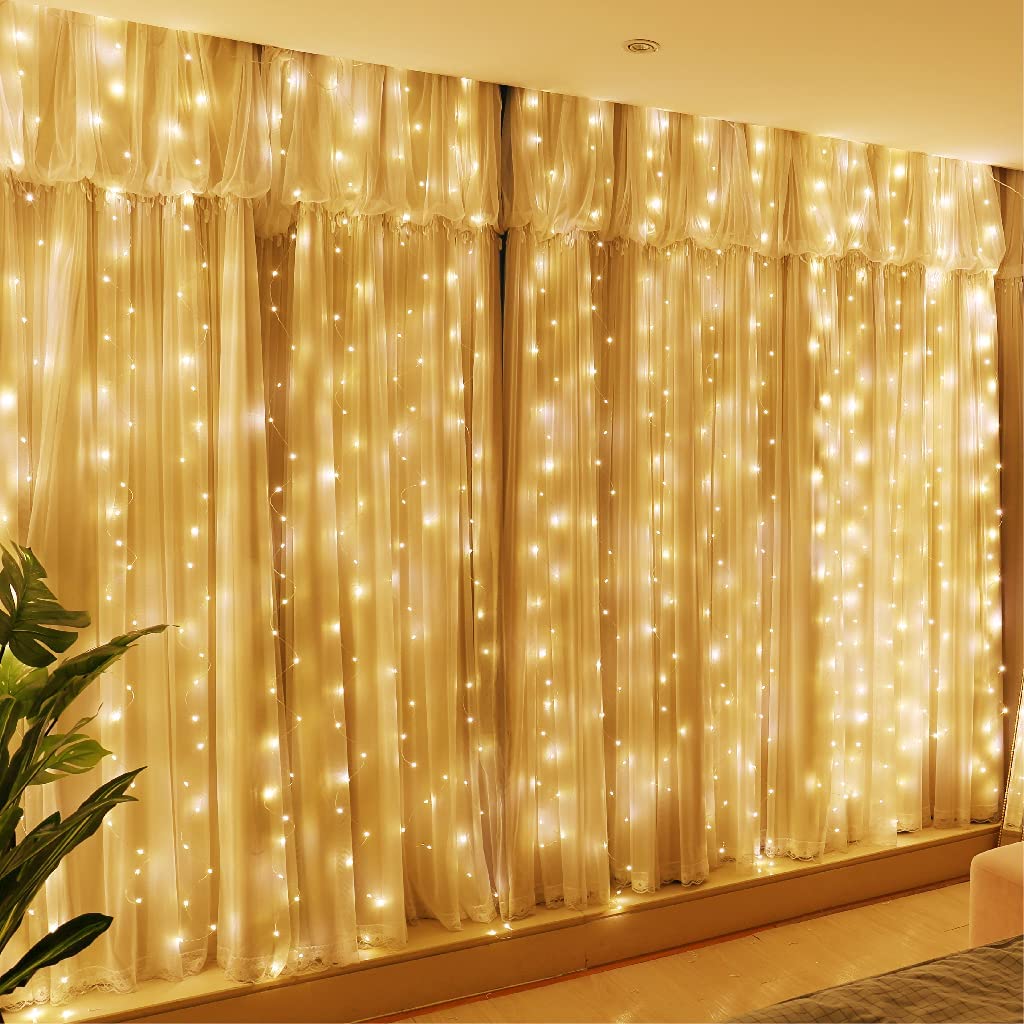 Rideau de LED Blanc chaud 3x3m