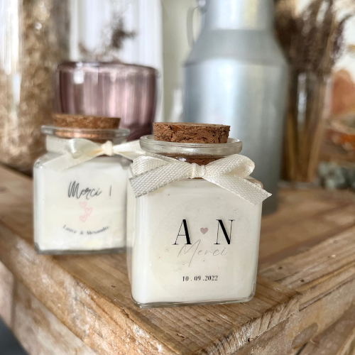 bougie parfumée - carrée bouchon liège - cadeau invité