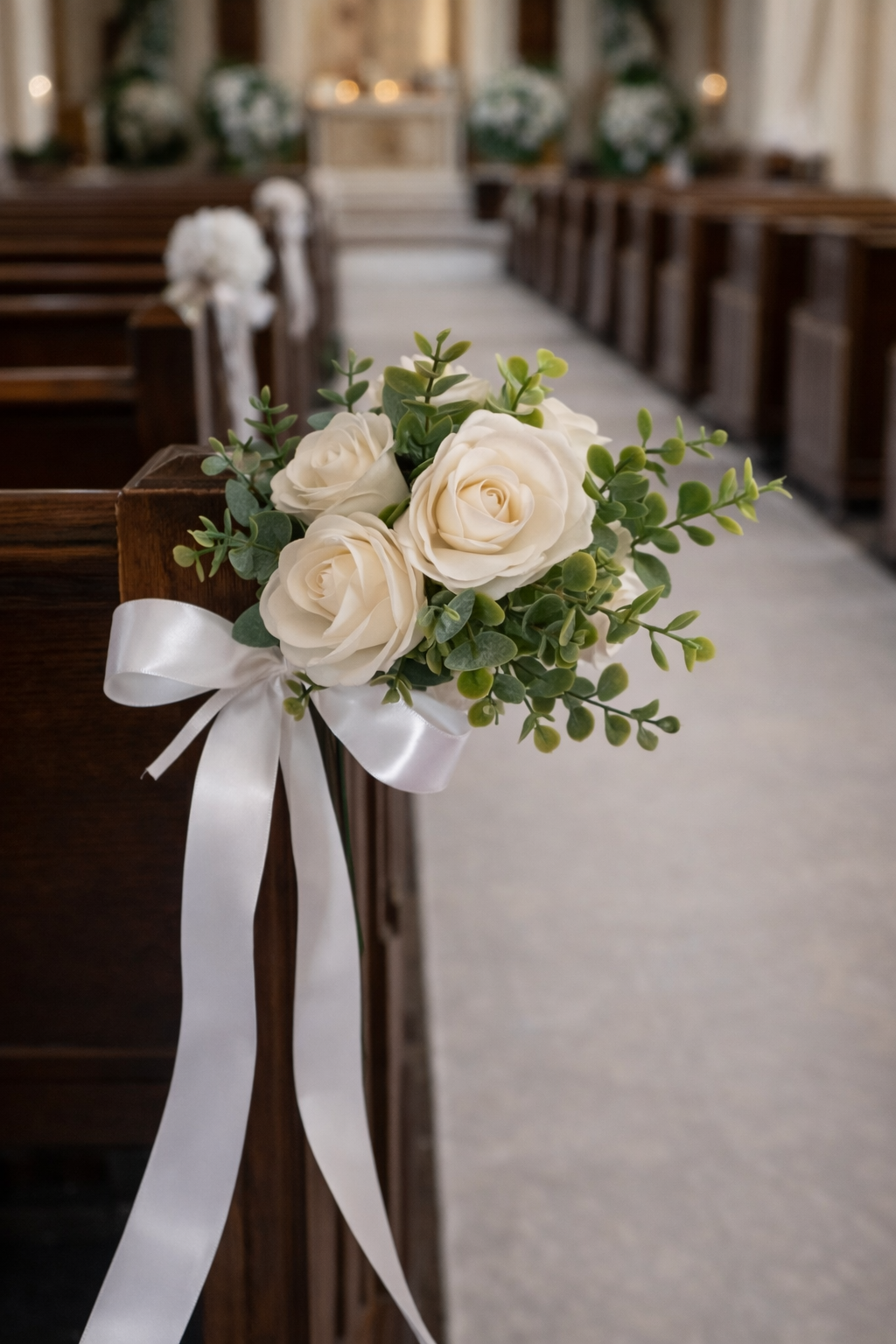 Bouquet de rose et d'eucalyptus