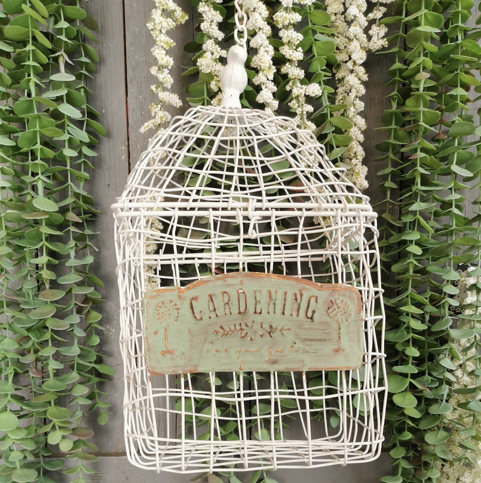 Cage à oiseau blanche