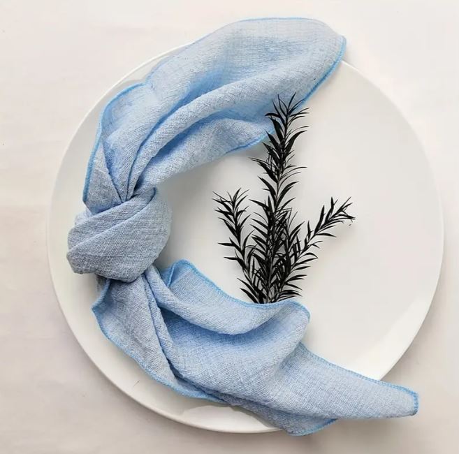 serviette gaze de coton bleue ciel