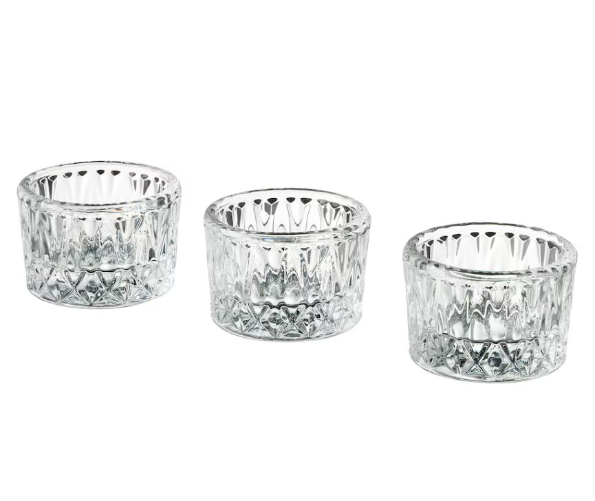 Photophore en verre transparent à motif