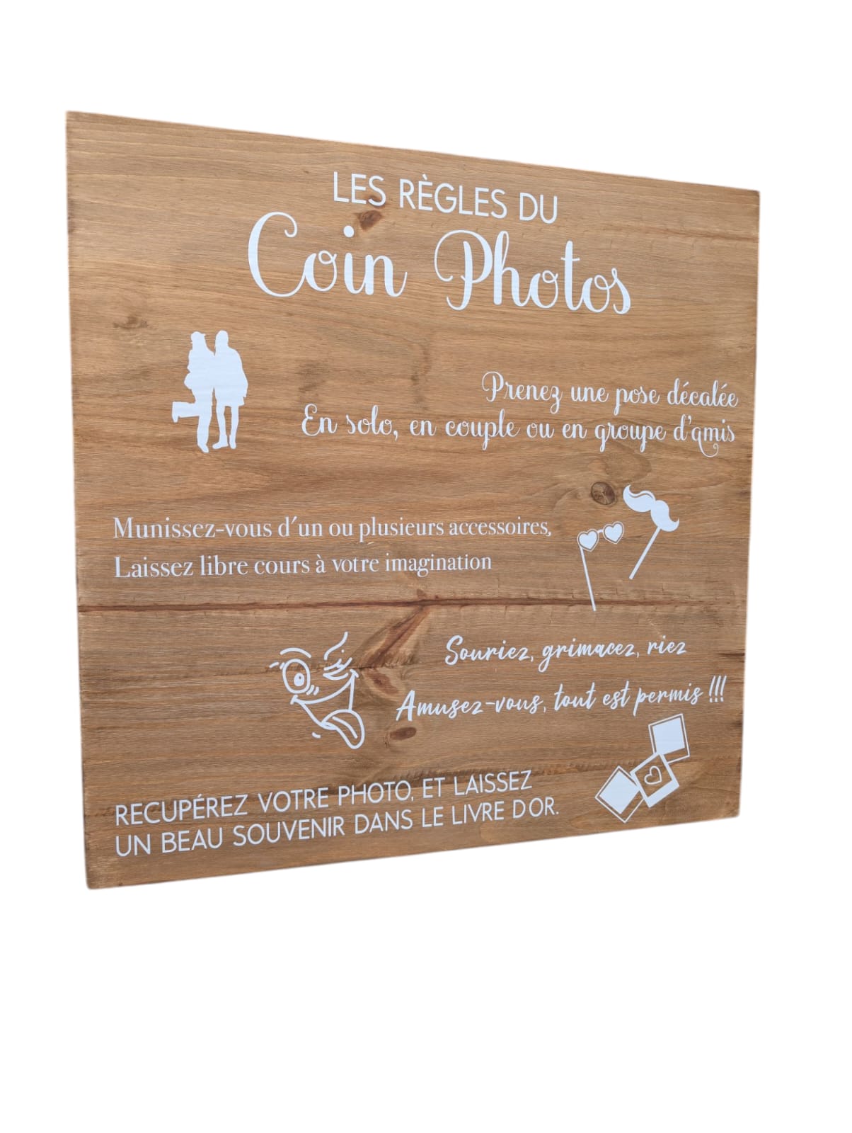 Panneau Les rêgles du coin photos