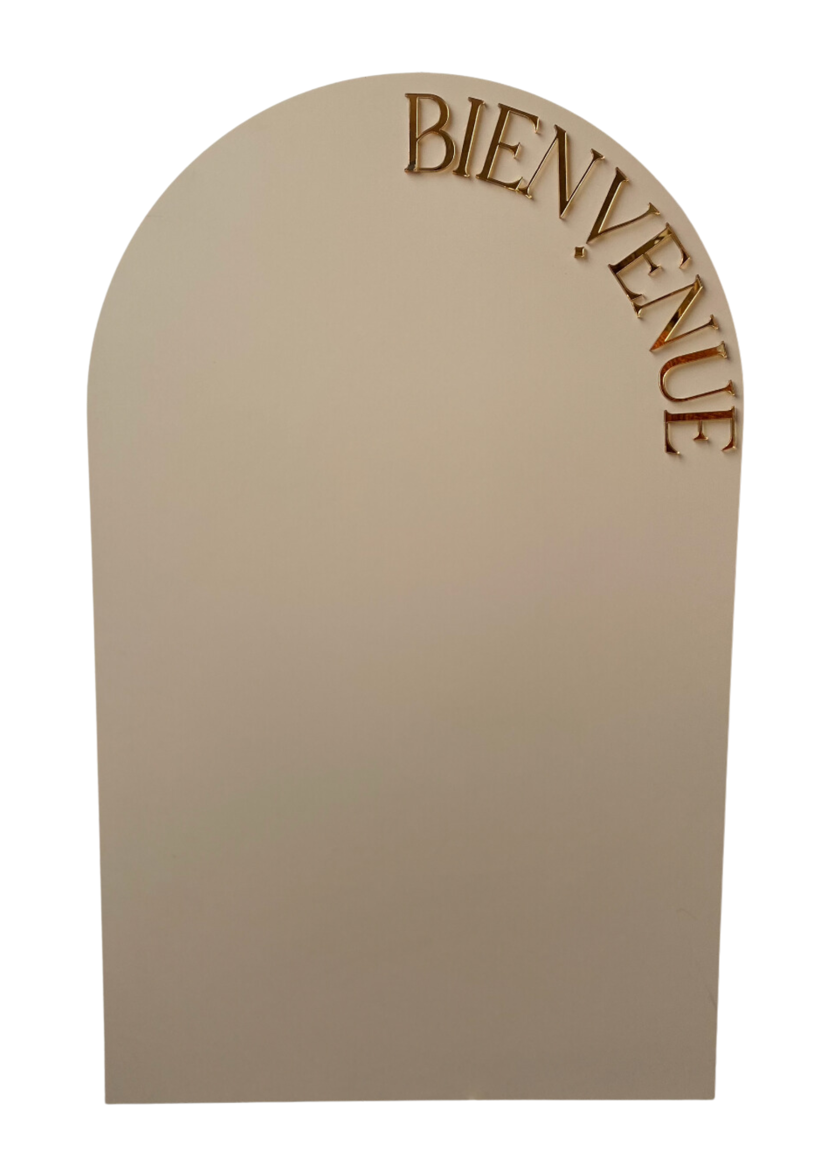 Panneau Plexi creme BIENVENUE ancré mi arrondi