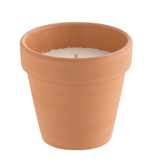 Bougie en pot terre cuite