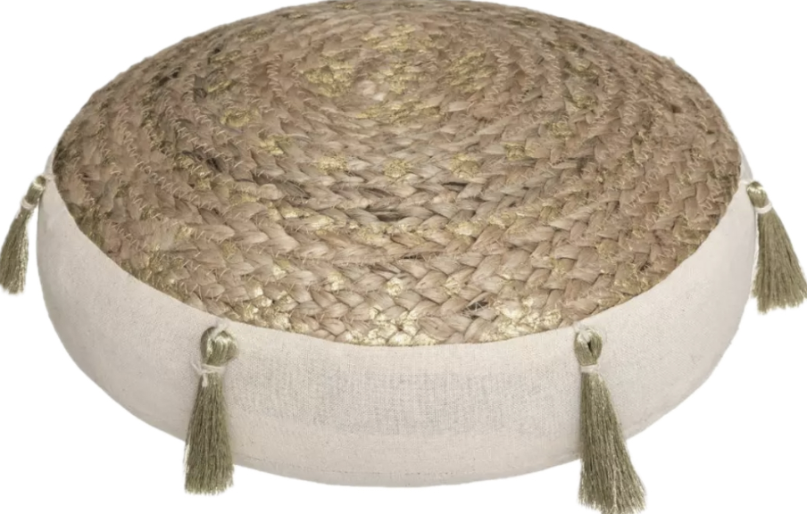 Coussin de sol jute Shine beige naturel Rond