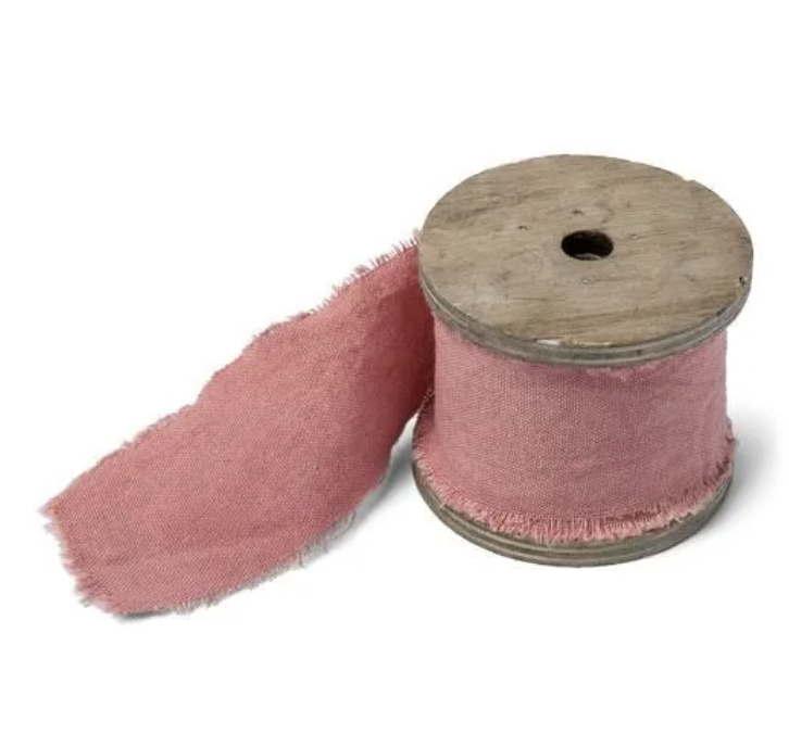 Ruban lin vieux rose