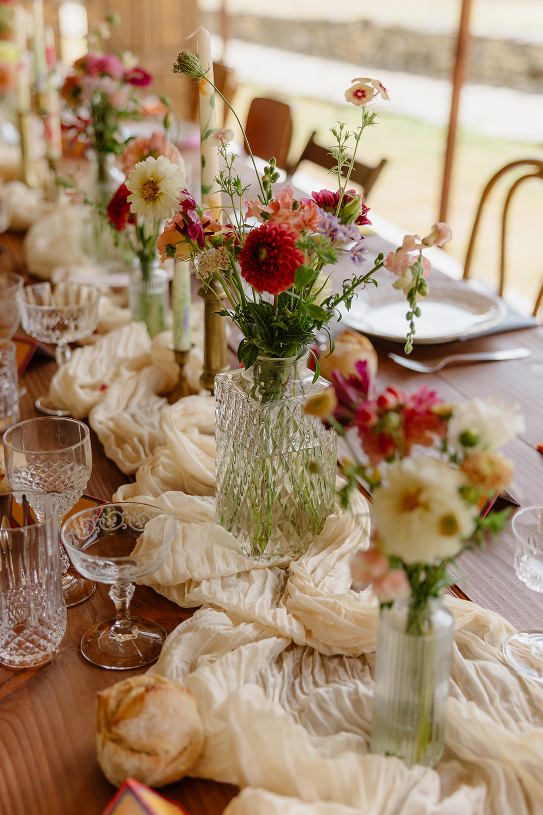 Chemin de table cheesecloth ivoire