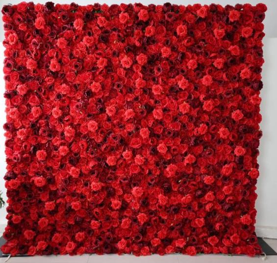 Mur de fleurs rouges