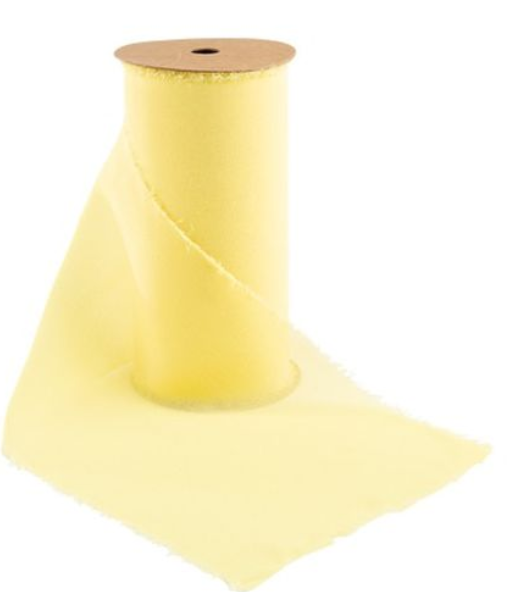 Chemin de Table Effiloché Mousseline de Soie Jaune Pâle