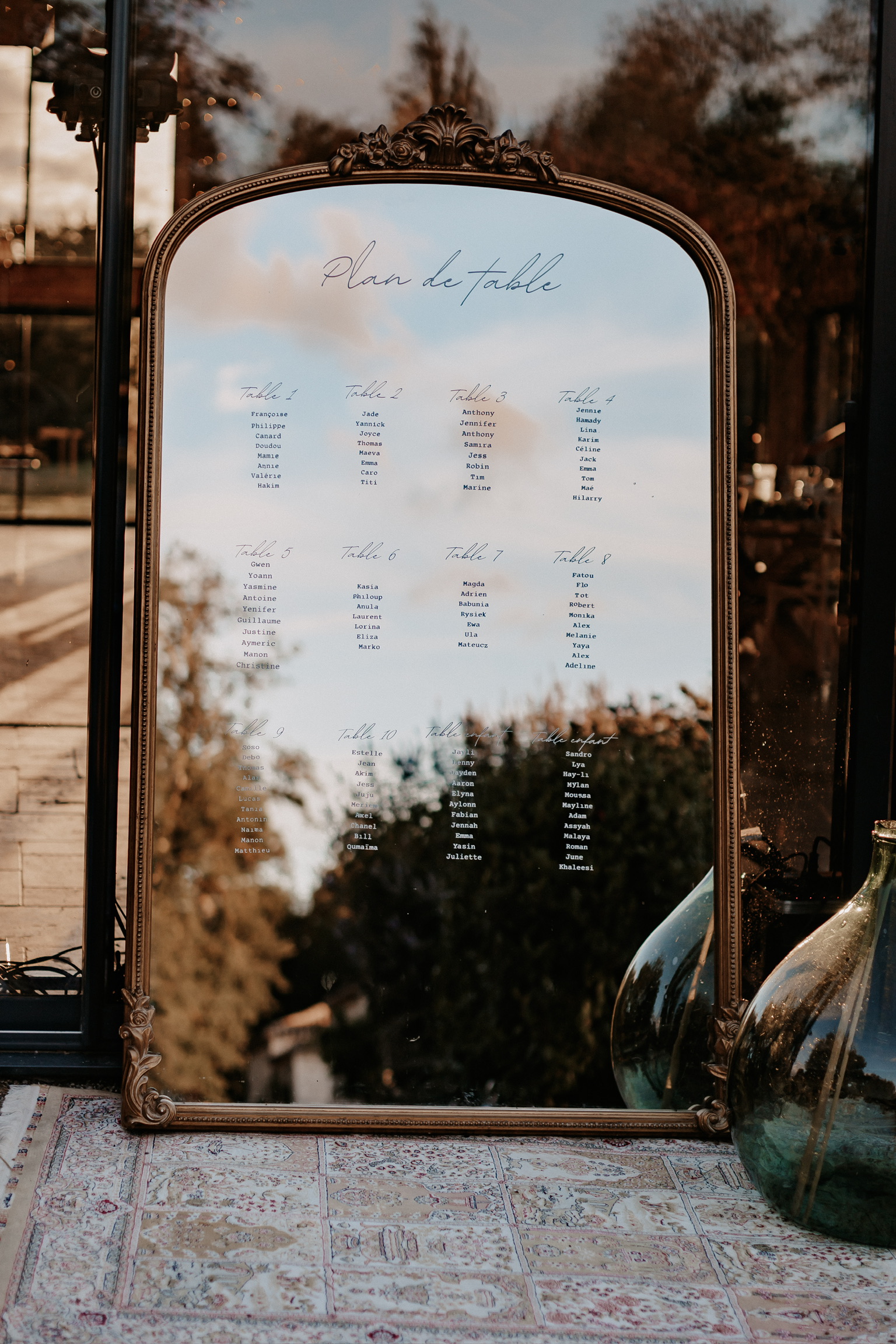 Plan de table grand miroir stickers