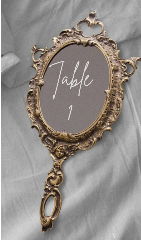Numéro de table miroir à main