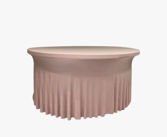 Nappe ronde lycra juponnage ∅150/160CM  – Nude pour table de 8 personnes