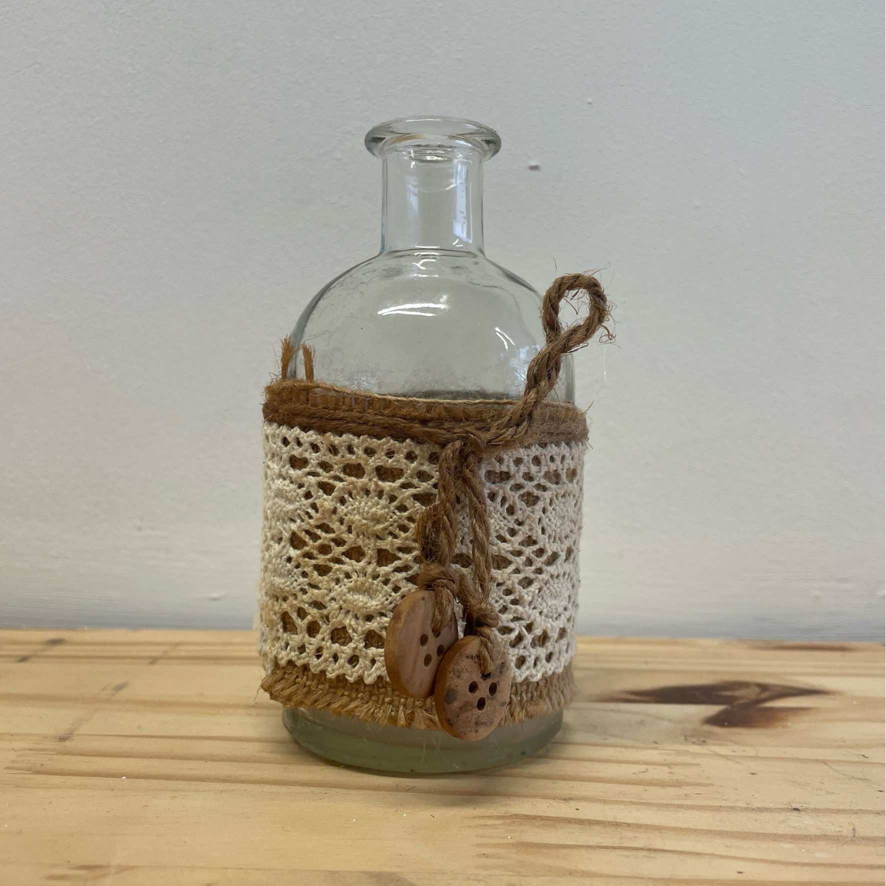 vase bohème jute et dentelle petit
