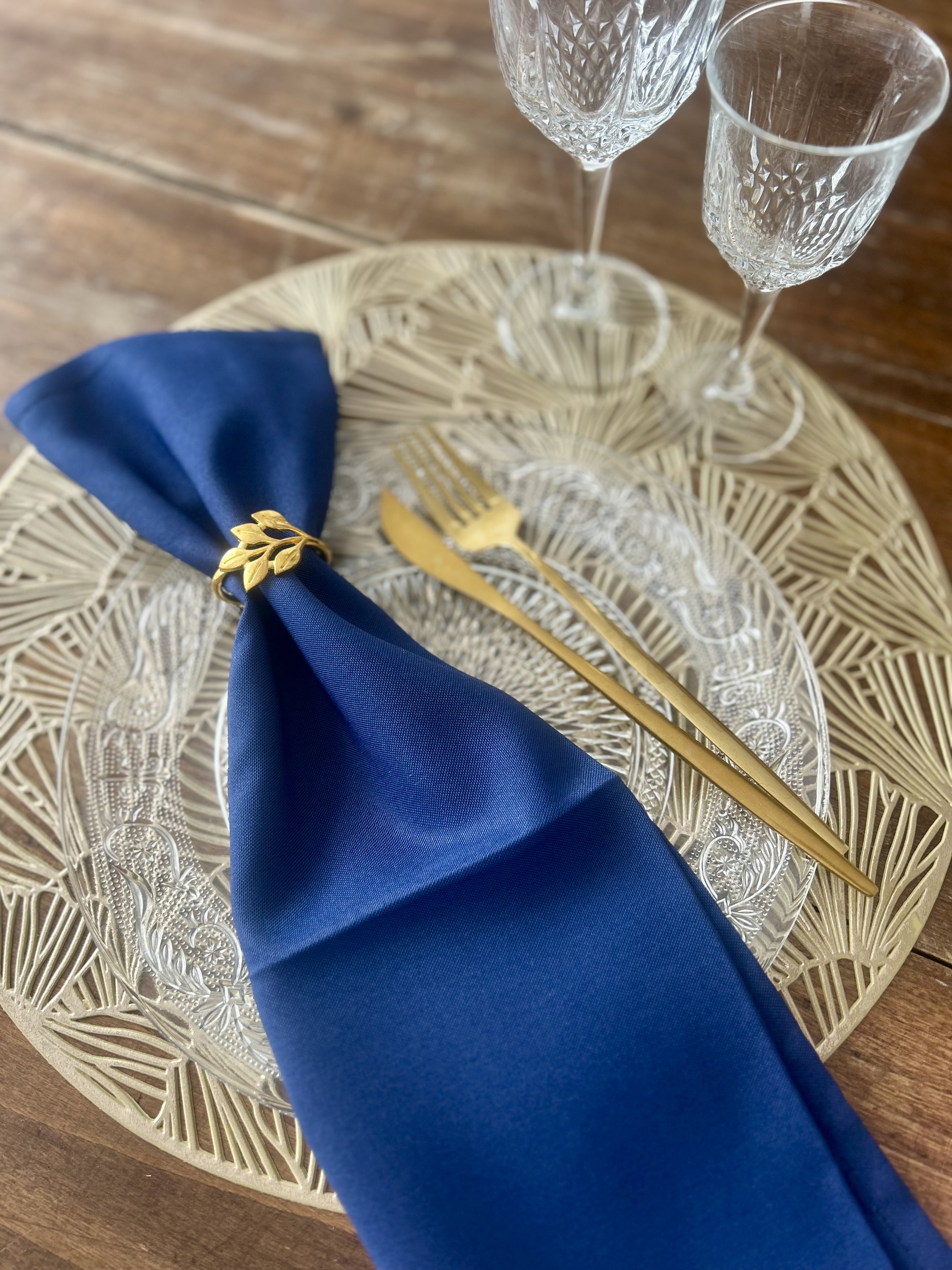 serviettes bleues nuit coton