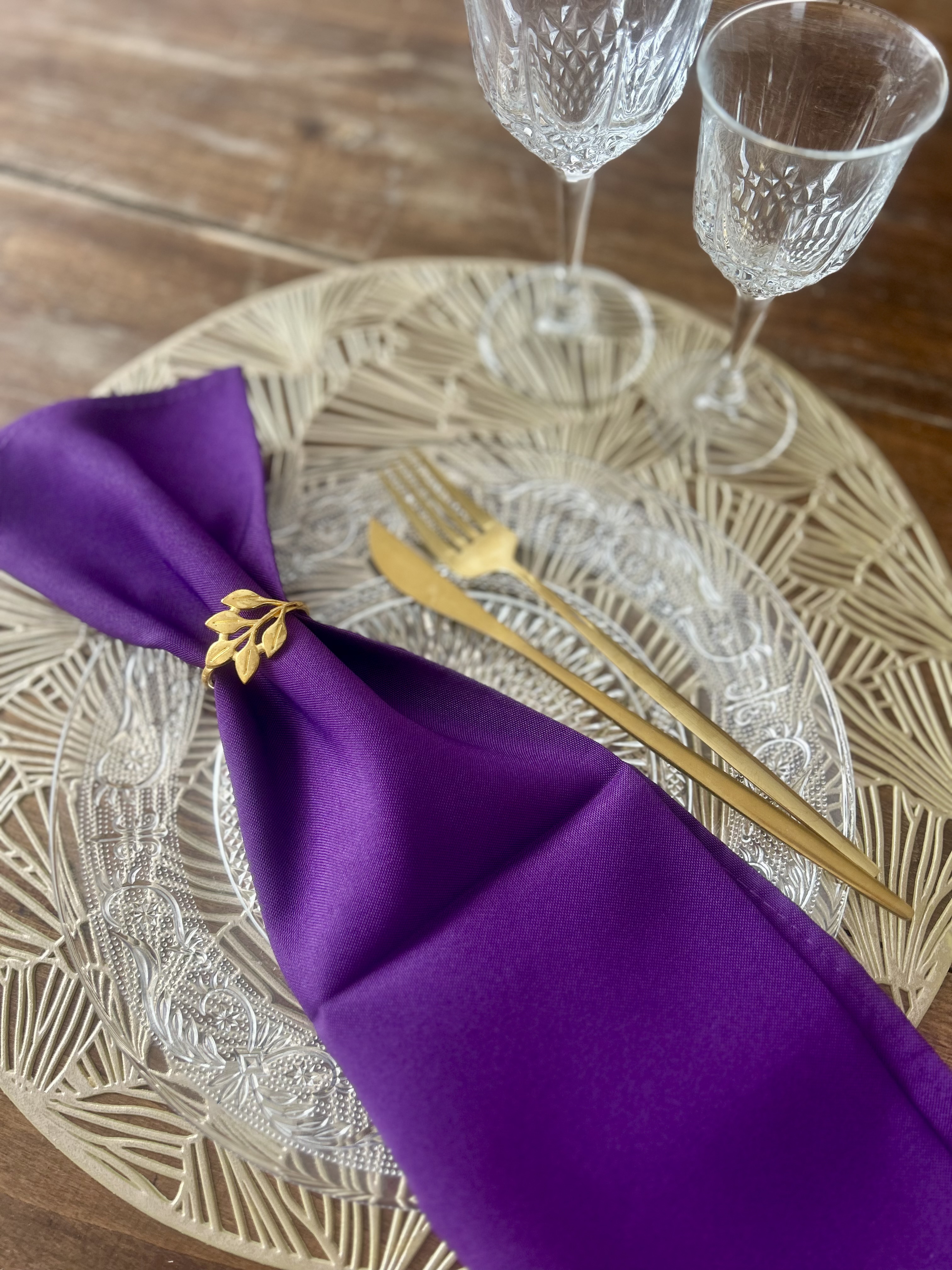 Serviettes violet foncé coton