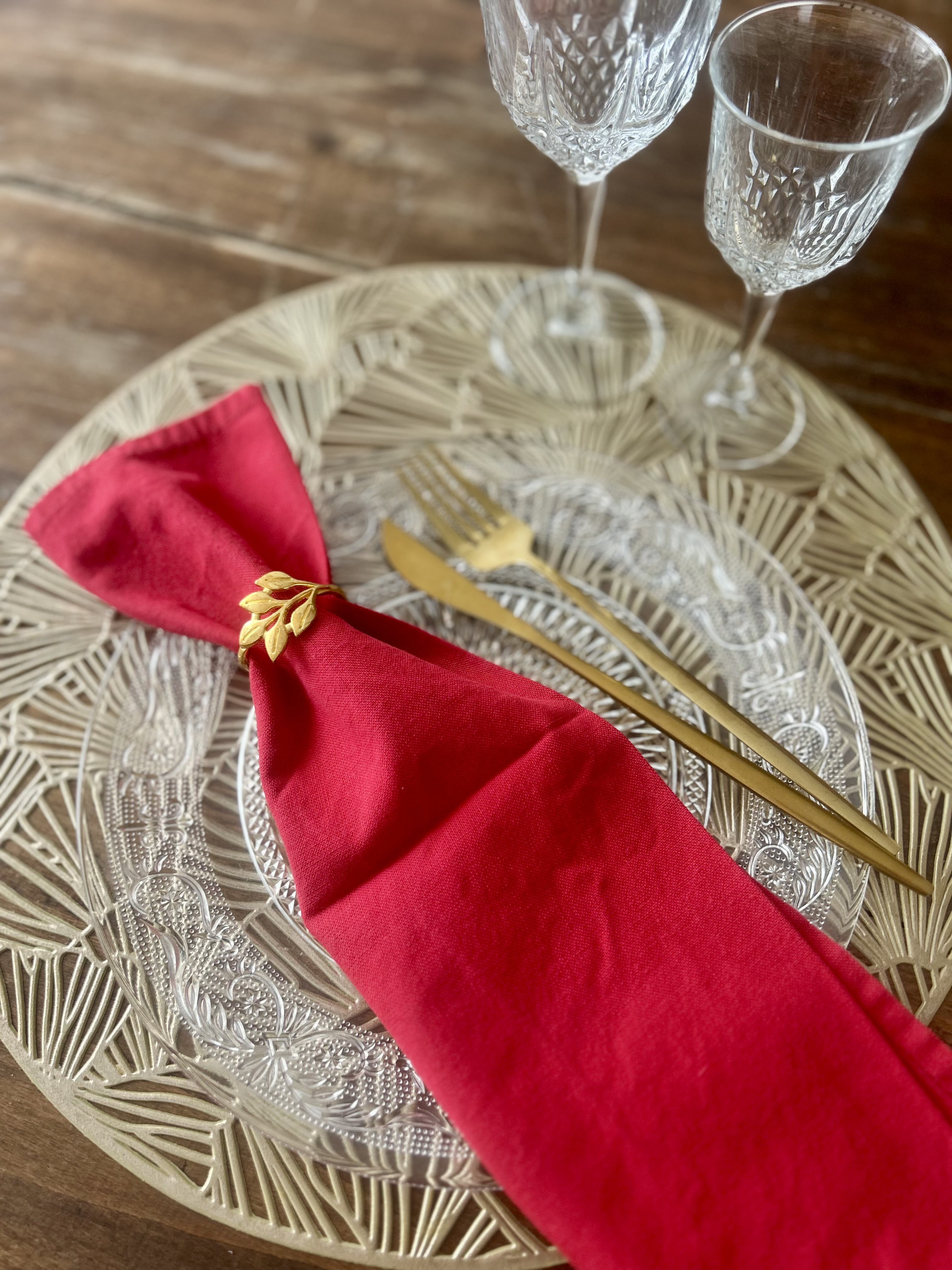 Serviettes rouges coton