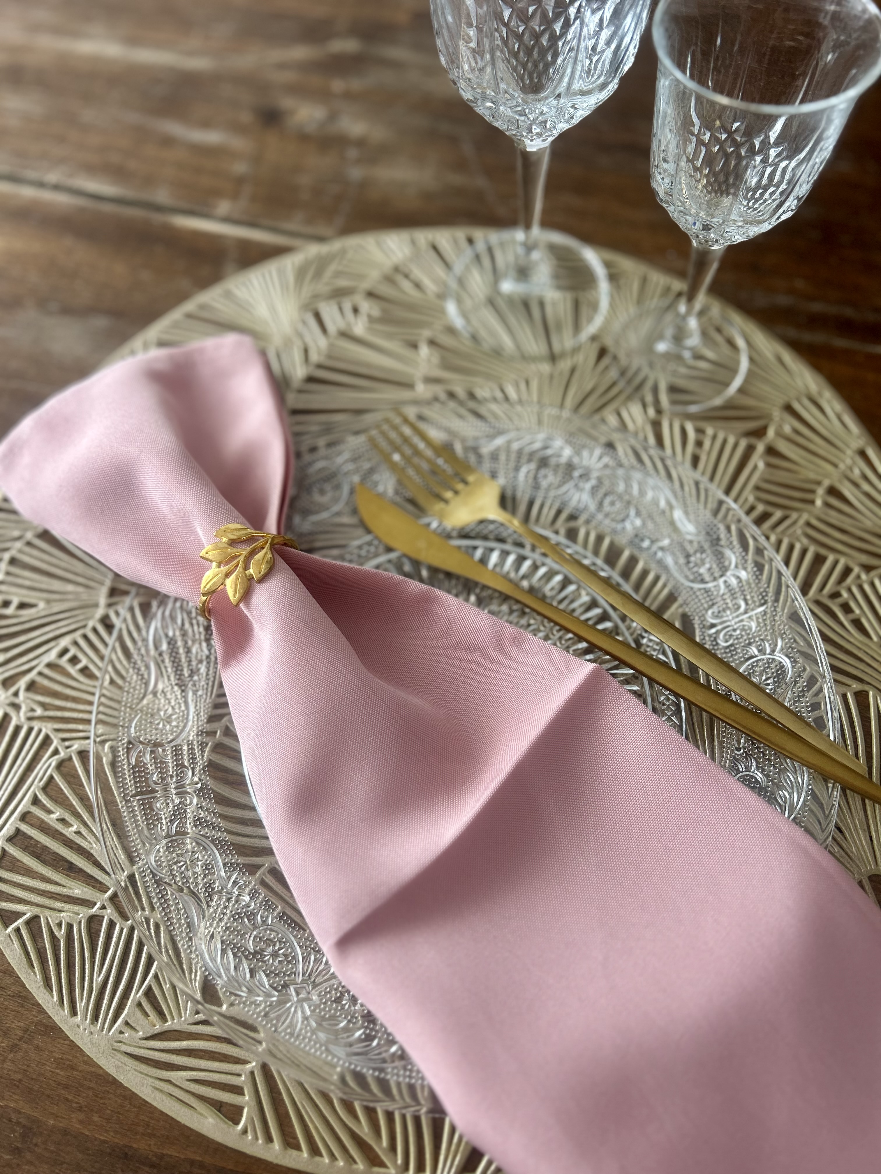 Serviettes vieux rose coton