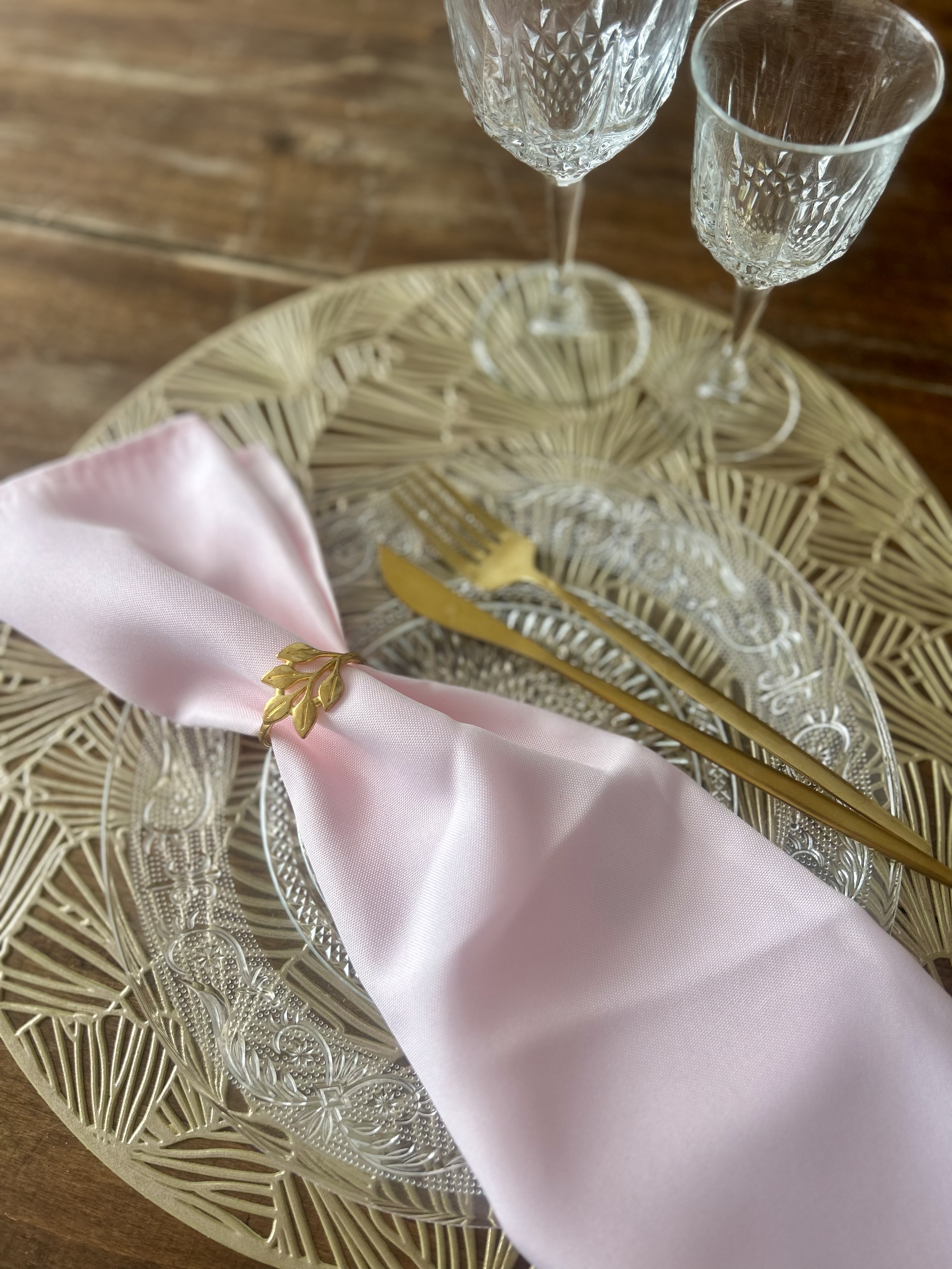 Serviettes rose clair coton